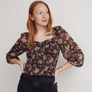 Madewell Lucie Smocked Top in Floral